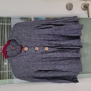 💯 Linen Chambray Sz M Pintucks on Front, Back & Sleeves No Flaws